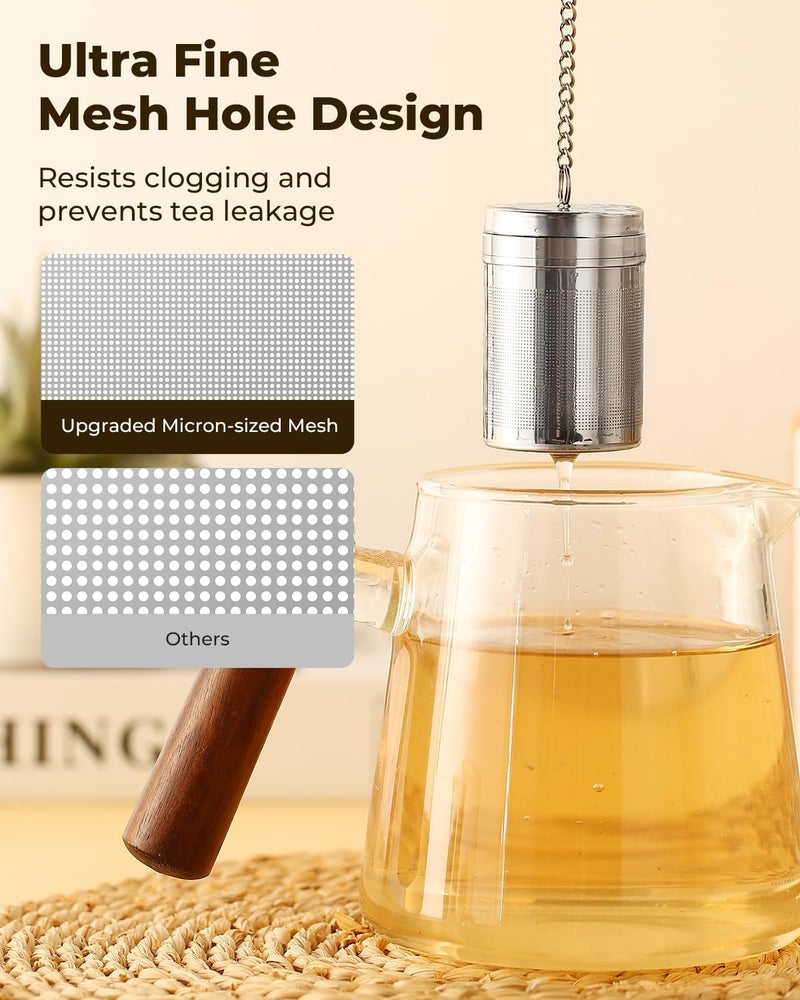 HOUSE AGAIN Tea Infusers, Extra Fine Mesh Tea Strainers for Loose Tea, Updated Slim Threaded Lid & 304 Stainless Steel, Loose Leaf Tea Steeper for Brew Tea Spices & Seasonings - Image 3